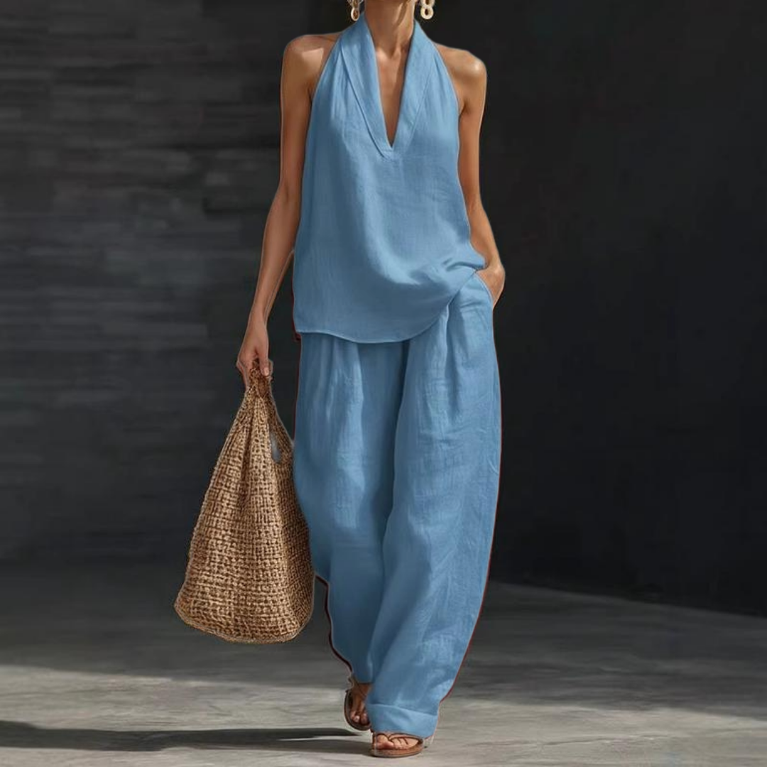 Wide Leg Matching Set Batwing Top and Trousers Women