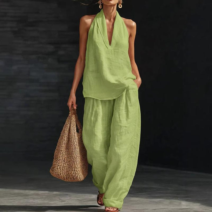 Wide Leg Matching Set Batwing Top and Trousers Women