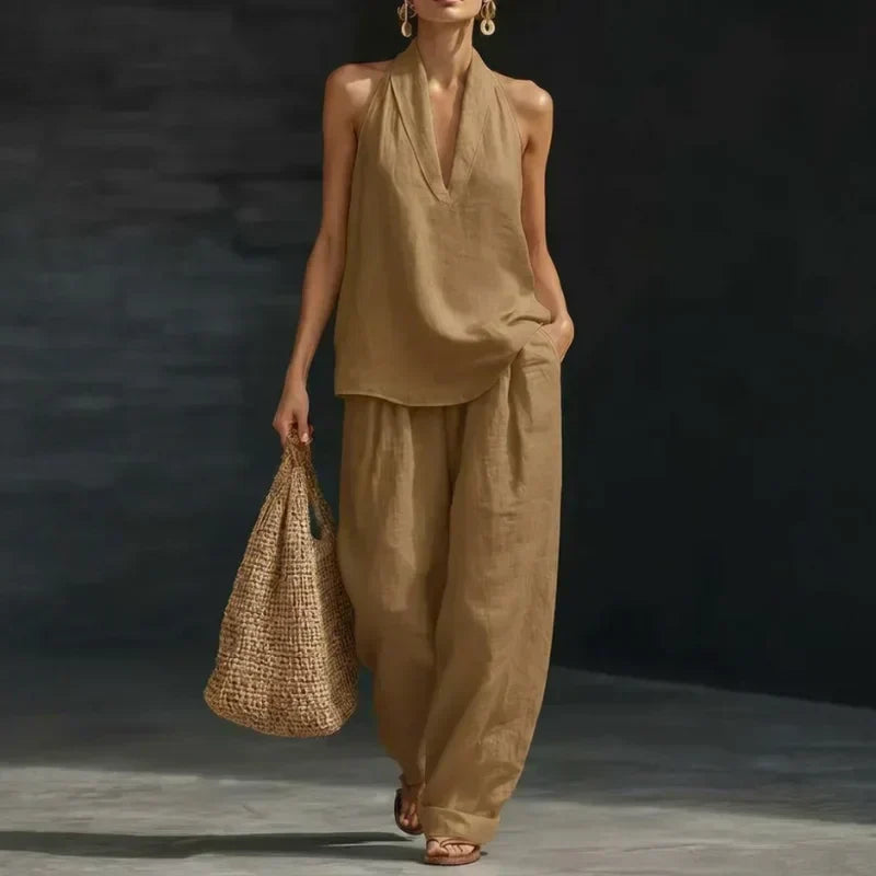 Wide Leg Matching Set Batwing Top and Trousers Women