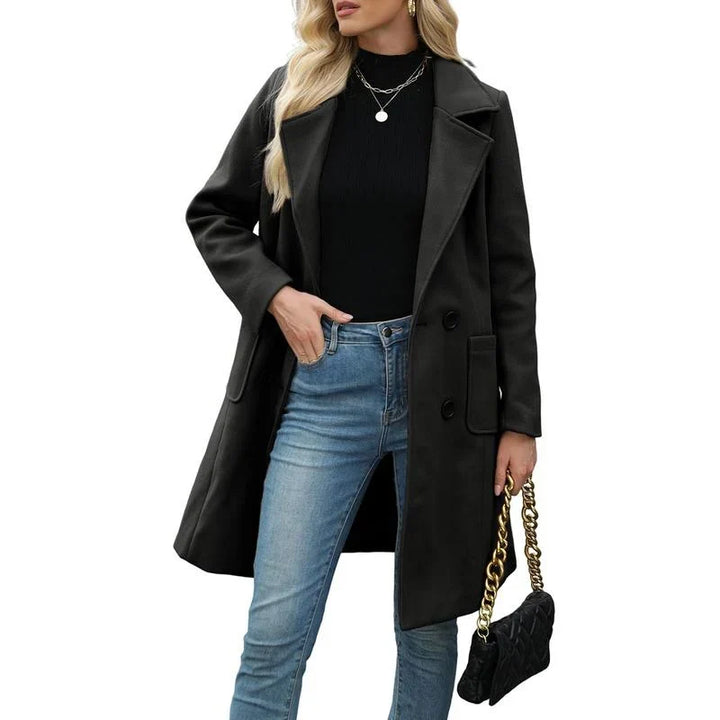 Double Breasted Longline Wool Coat Women