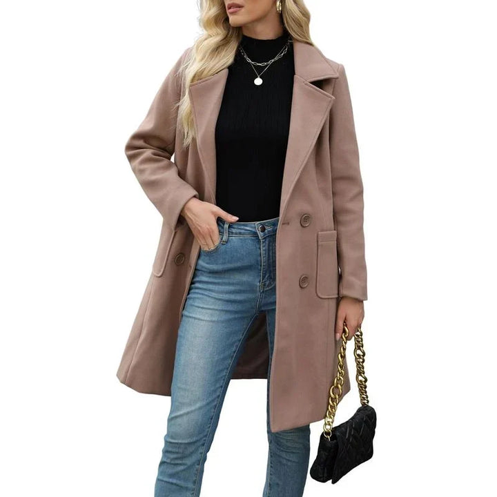 Double Breasted Longline Wool Coat Women