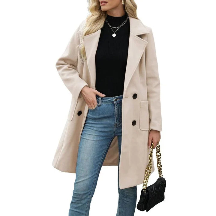 Double Breasted Longline Wool Coat Women