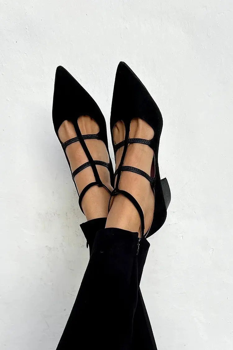 Strappy Pointed Toe Flats Women Dressy Elegant