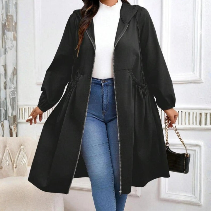 Womens Hooded Zip Up Longline Contemporary Coat