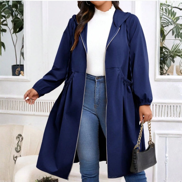Womens Hooded Zip Up Longline Contemporary Coat