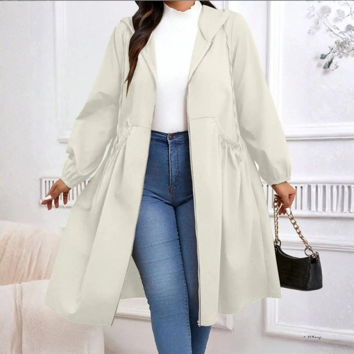 Womens Hooded Zip Up Longline Contemporary Coat