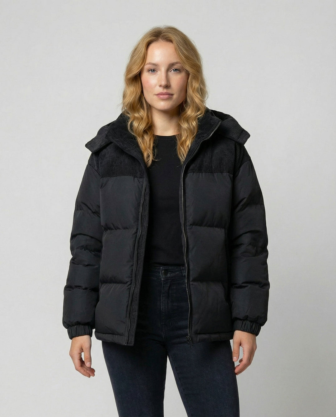 Womens Quilted Hooded Puffer Jacket Padded Winter Coat