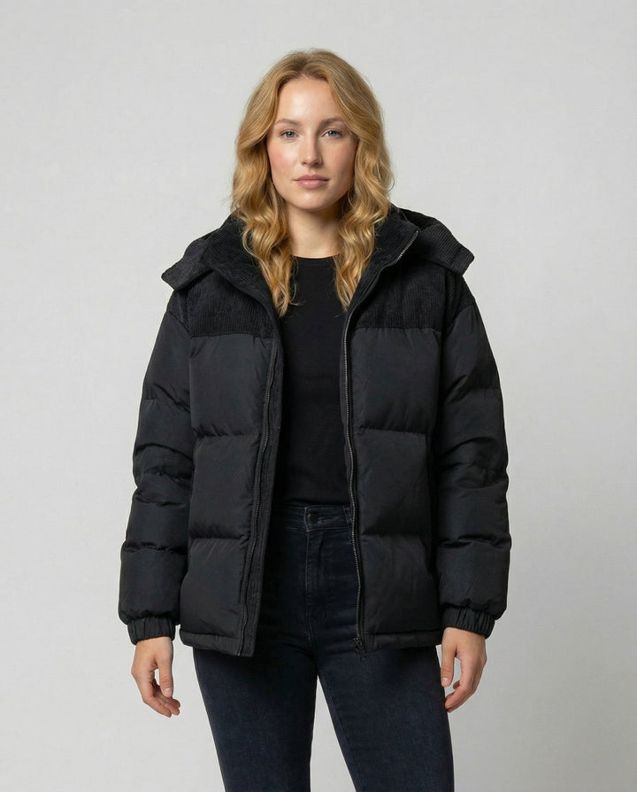 Womens Quilted Hooded Puffer Jacket Padded Winter Coat