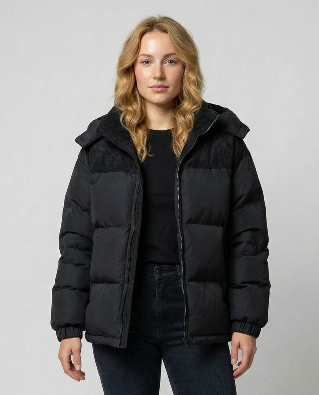Womens Quilted Hooded Puffer Jacket Padded Winter Coat