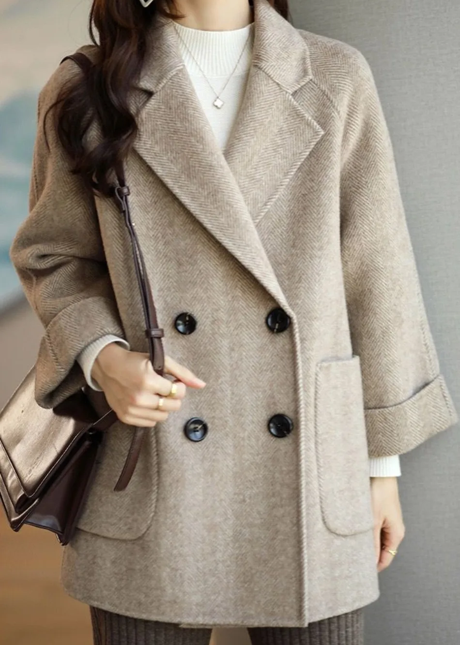 Longline Double Breasted Tailored Wool Coat Women