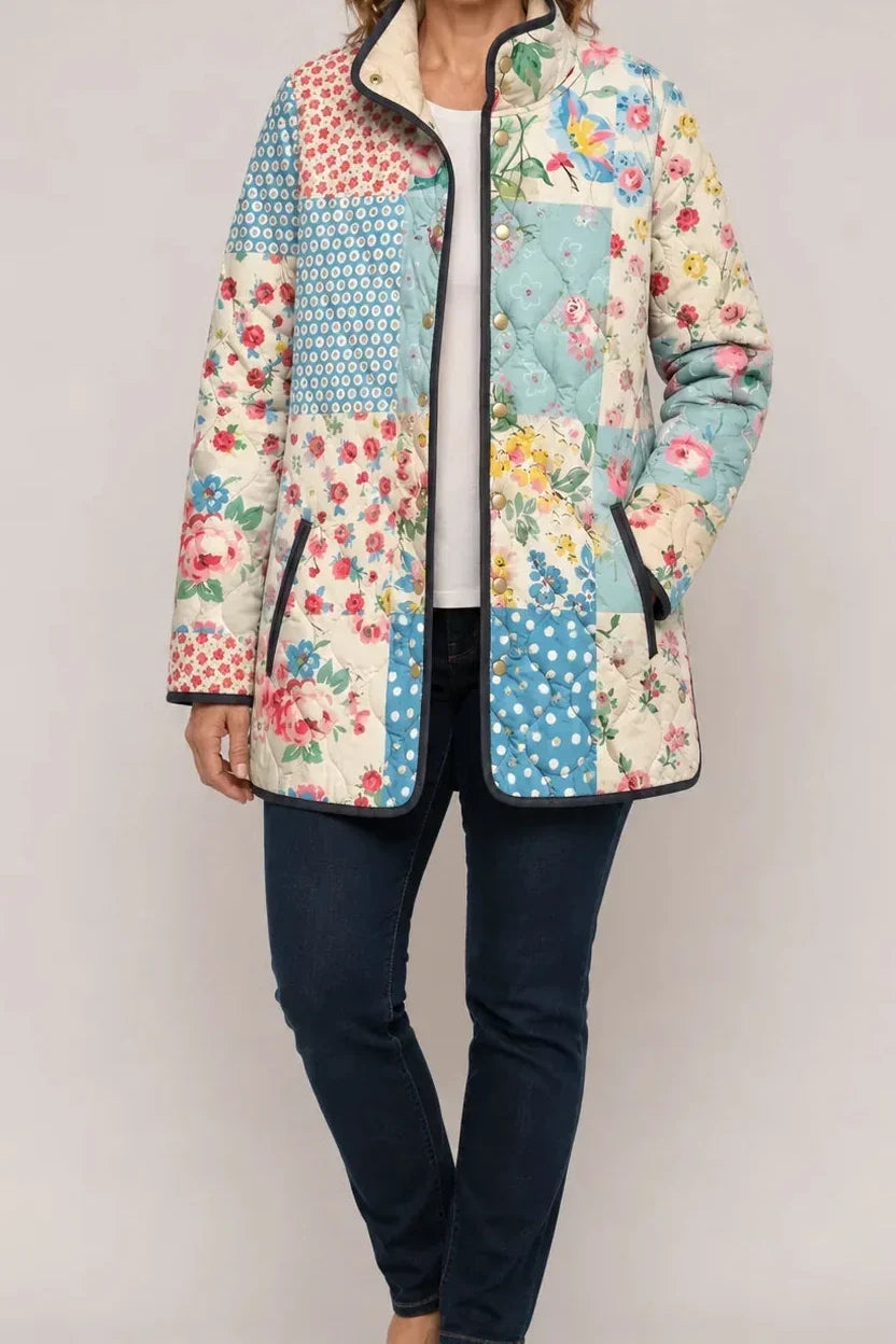 Womens Floral Quilted Jacket Light Padded Layer