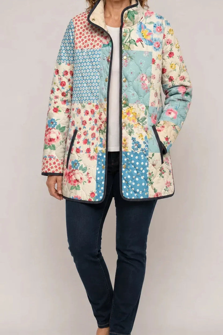 Womens Floral Quilted Jacket Light Padded Layer